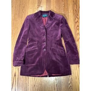 Lauren Ralph Lauren Velvet Blazer Tailored Purple Size 6 EUC